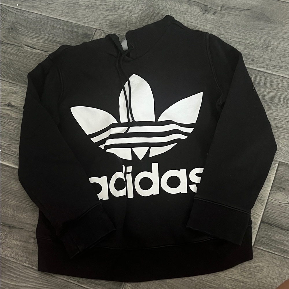 Adidas Women's Black and White Trefoil Hoodie